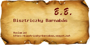 Bisztriczky Barnabás névjegykártya